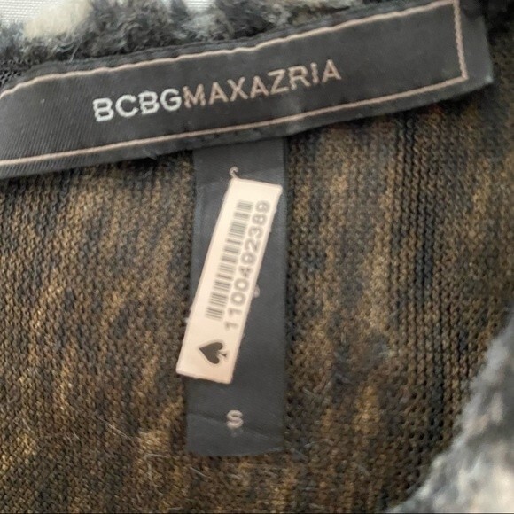 NWOT  BCBG MAXAZRIA Faux Fur Leopard Animal Print Beautiful Back Zipper Top S - Picture 7 of 9